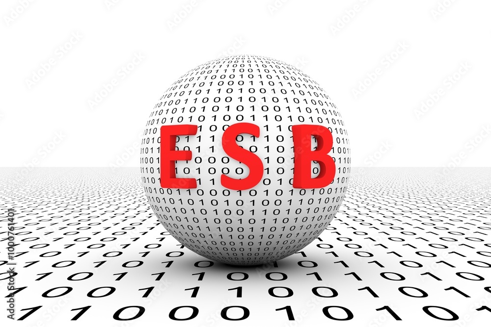 Poster esb conceptual sphere binary code 3d illustration