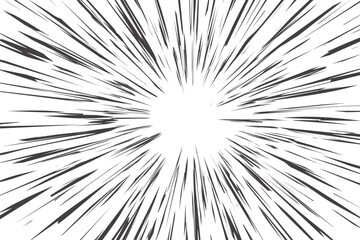 Manga speed lines of radial comic vector background. Cartoon flash, rays of explosion, boom and roar force. Abstract sparks and perspective motion of sound.