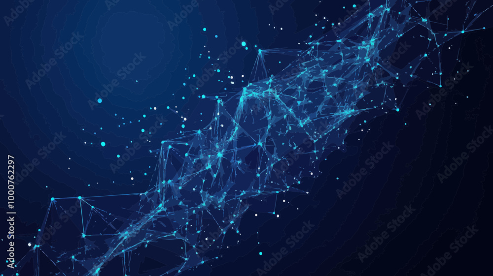 Aufkleber futuristic artificial intelligence connectivity network, low poly mesh, big data analysis concept, v