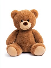 Obraz premium A brown teddy bear sitting on a white background