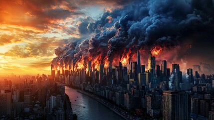 Fototapeta premium A 3D-rendered climate model simulating a possible future scenario with extreme weather conditions and global temperature changes