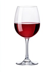 A wine glass is filled with red wine