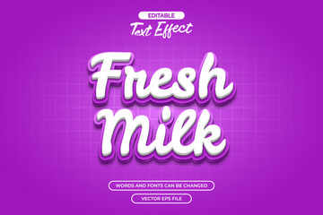 Fresh milk editable text effect with background