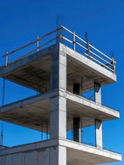 A tall building with a wooden fence on the top