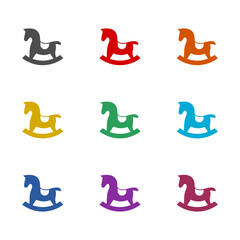 Rocking horse icon isolated on white background. Set icons colorful