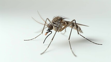 Close-up of a Brown Mosquito with Long Legs and Proboscis
