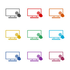 Touch screen line icon isolated on white background. Set icons colorful