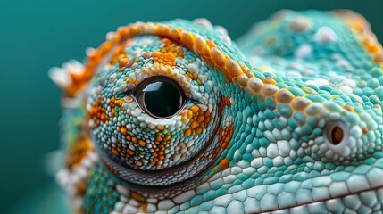 Fototapeta premium Close-up of a Chameleon's Eye and Scaly Skin