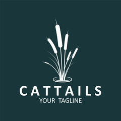 cattail grass logo vector illustration design, circle emblem , elegant decoration logo , monoline design. cattail silhouette vector design.