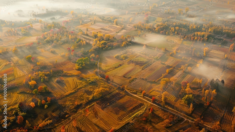 Wall mural Autumnal Foggy Landscape