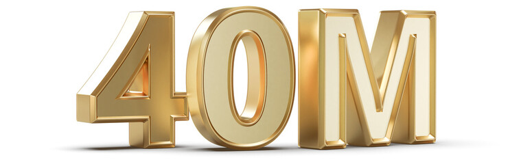 40M Followers Gold 3D Number