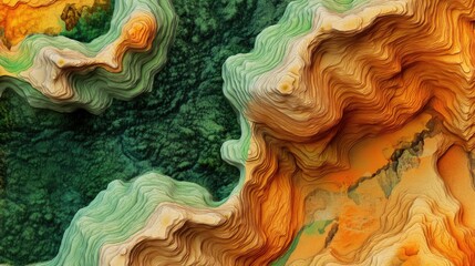 Obraz premium High-resolution GIS geodata terrain map, showcasing layered topography with contour lines and elevation markers.