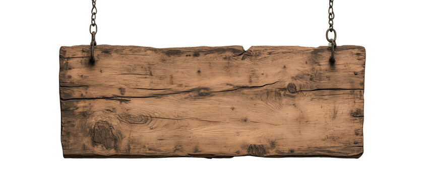 Rustic wooden sign with a weathered look, ideal for decoration and signage purposes isolated on transparent background