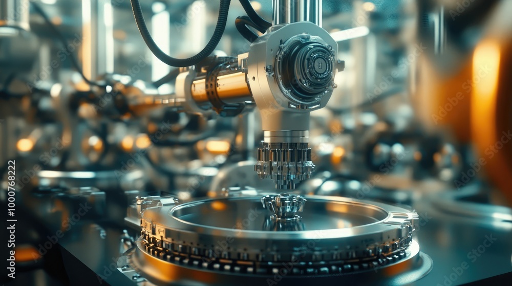 Poster high-tech robotic parts working seamlessly in a smart factory, showcasing the complexity of industri