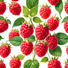 seamless pattern with raspberries
