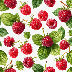 seamless pattern with raspberries