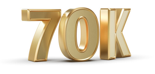 70K Followers Gold 3D Number