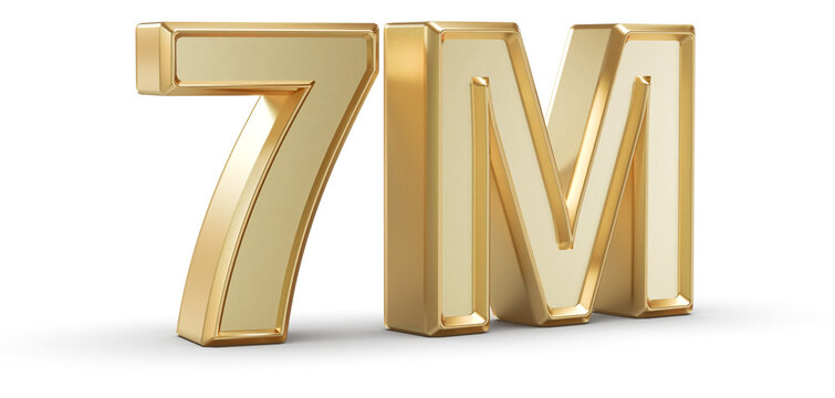 7M Followers Gold 3D Number