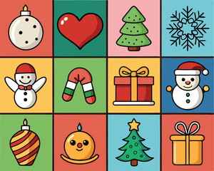 Fototapeta premium Christmas Icons Vector