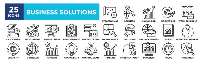 Business Solution icon collection set. Containing design strategy, business, solution, success, technology © Icon Designer