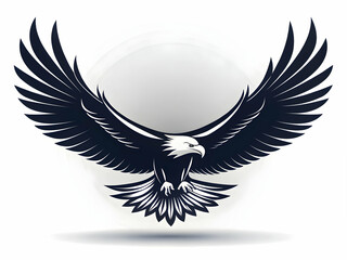 Fototapeta premium Silhouette of an eagle in flight as a sleek logo design, on a plain white background