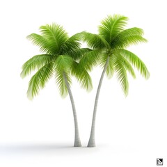 Obraz premium Lush and Verdant Palm Tree in Pristine Tropical Environment on White Background