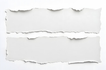 Naklejka premium torn blank pages with uneven texture edges. set of ripped white paper sheets png isolated on transparent background. document or newspaper mockup.
