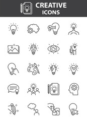 Fototapeta premium set of creative icons, ideas, imagination, innovation, 
