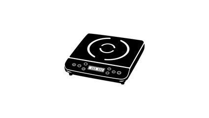 Fototapeta premium Portable Induction Cooktop, black isolated silhouette