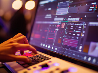 Fototapeta premium Music Production and Sound Mixing on Digital Interface