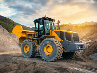 Obraz premium Yellow Front Loader in a Construction or Mining Site