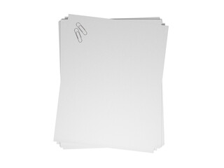 black paper clip with clear white paper isolated png 3d high-resolution illustration Realistic