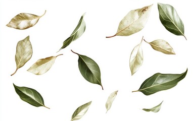 Falling Green and Dry Leaves in Air Generative AI