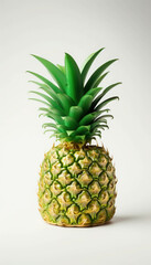 Fototapeta premium Whole Pineapple with Vibrant Green Crown Isolated