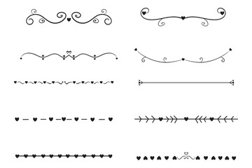 Obraz premium 10 Doodle Dividers Hearts, Heart Text Dividers Svg