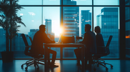 Collaborative Business Meeting: Professionals Engaged in a Conference Discussion on Data Reports and Analysis for Effective Solutions in a Corporate Office Setting