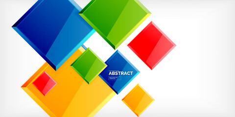 Colorful squares with reflections abstract background design. Vector Illustration For Wallpaper, Banner, Background, Card, Book Illustration, landing page