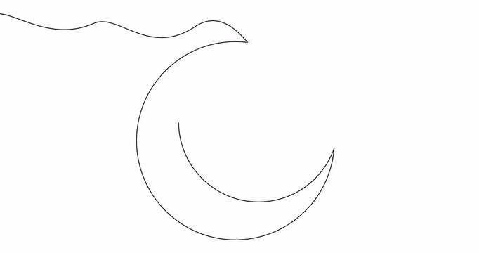 Self drawing line animation Star and moon Islamic design continuous one single line drawn concept video