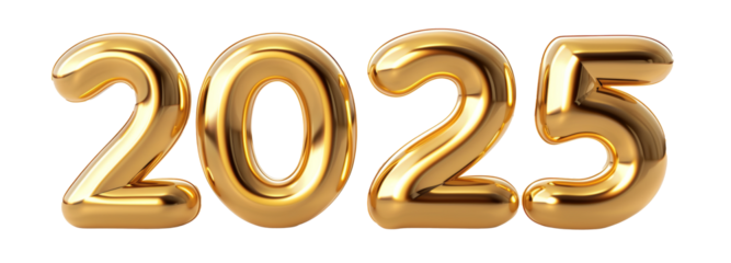 new year 2025 text cropped without background