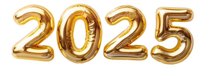 new year 2025 text cropped without background