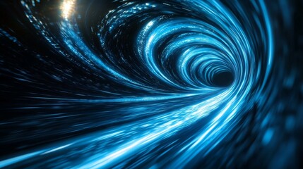 Electric Blue Energy Tunnel Flowing Waves