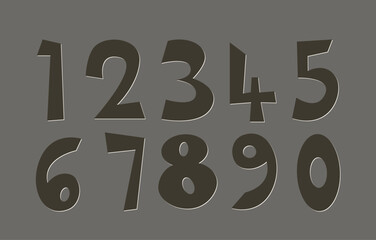 Cartoon numbers  font, black letters 