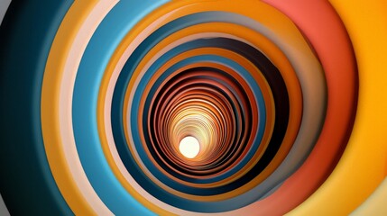 Concentric Spiral Tunnel with Vibrant Colors