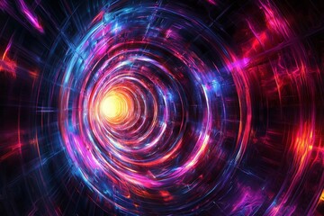 Vibrant Multi-Dimensional Fractal Tunnel Visual