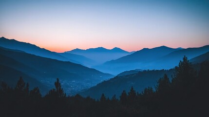 Obraz premium Serene Mountain Landscape at Twilight