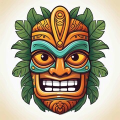 Funny Tiki Mask Vector, icon white background