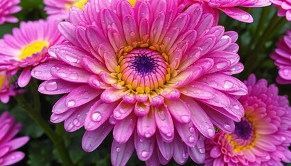 Fototapeta premium Vibrant petals dewy delight