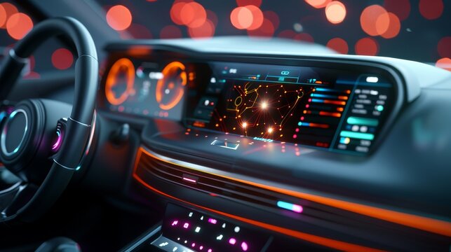 Futuristic Car Interior with Advanced Technology - Powered by Adobe
