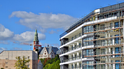 New multistory apartment buildings under construction