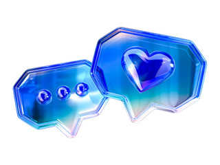 Futuristic Holographic Gradient Abstract Crystal Material Chat Icon  Isolated on Transparent Background